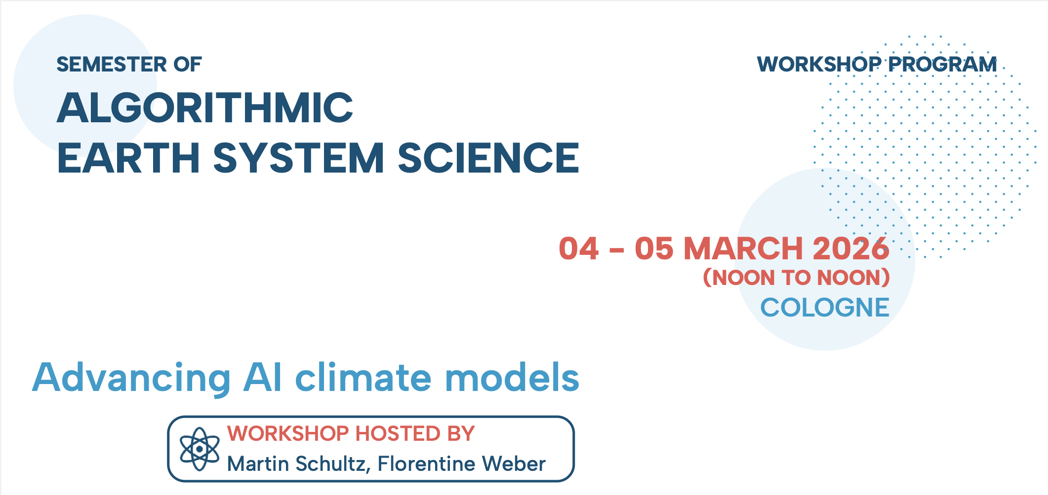 Banner AlgoEarth Workshop Advancing AI Climate Models